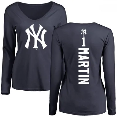 Navy Women's Billy Martin New York Yankees Backer Slim Fit Long Sleeve T-Shirt -