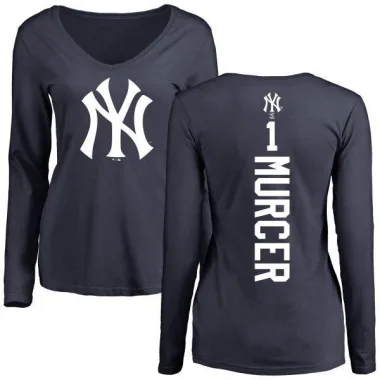 Navy Women's Bobby Murcer New York Yankees Backer Slim Fit Long Sleeve T-Shirt -