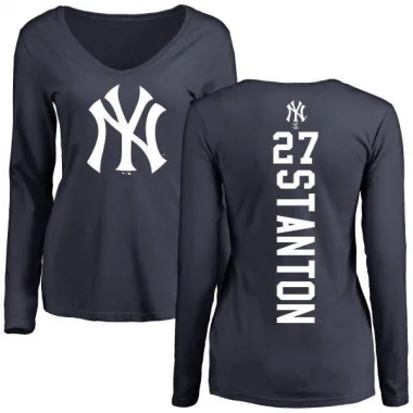 Navy Women's Giancarlo Stanton New York Yankees Backer Slim Fit Long Sleeve T-Shirt -