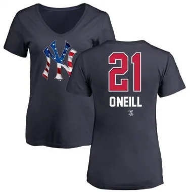 Navy Women's Paul O'Neill New York Yankees Name and Number Banner Wave V-Neck T-Shirt -