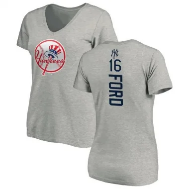 White Women's Whitey Ford New York Yankees Backer Slim Fit T-Shirt - Ash