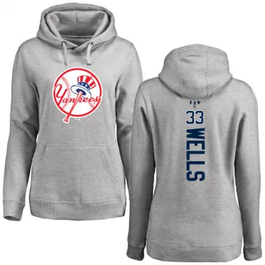 Women's David Wells New York Yankees Ash Backer Pullover Hoodie